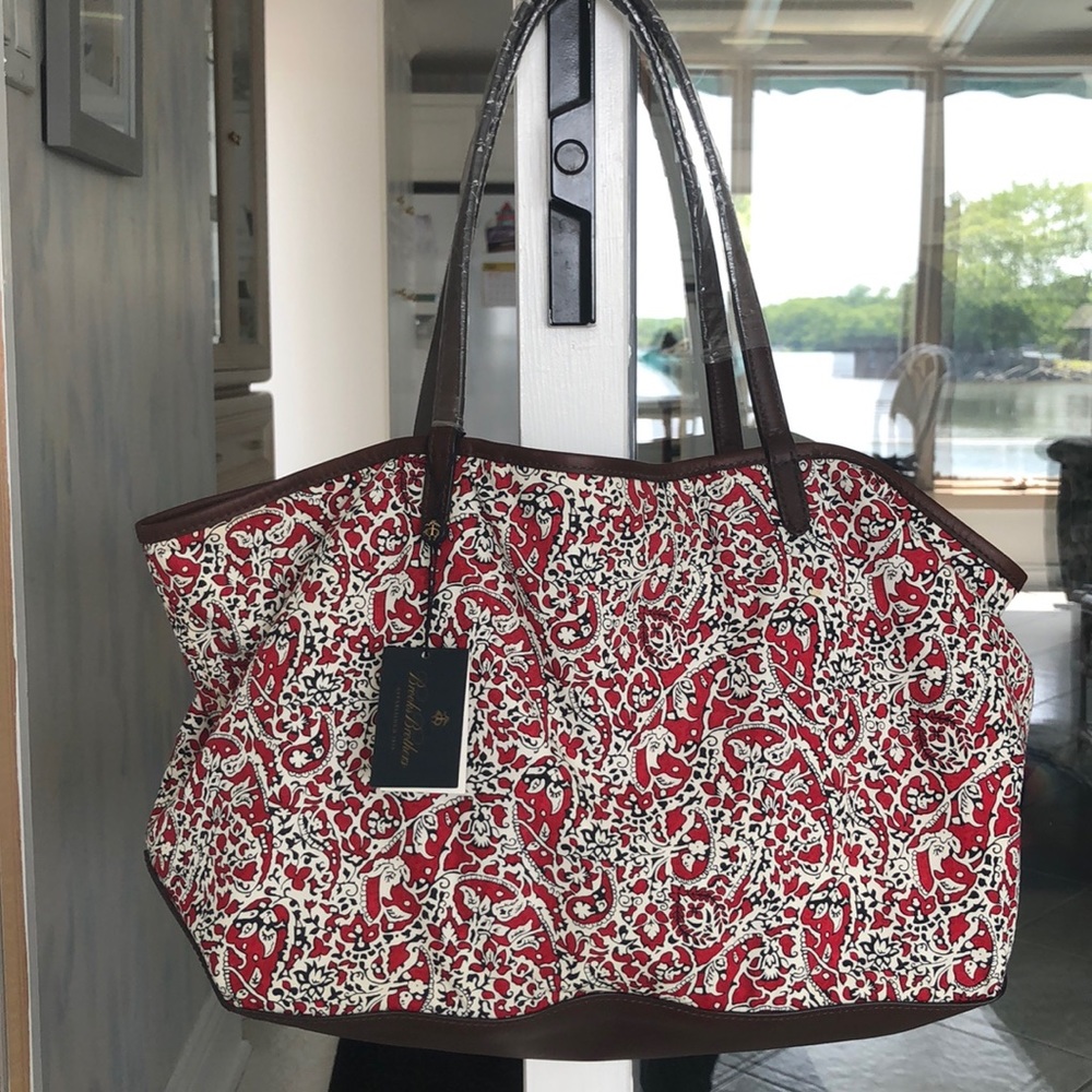 Brooks Brothers Patterned Canvas Tote Bag